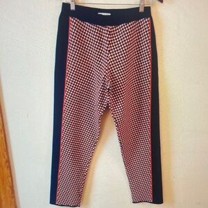 Black & Red Geometric Print Ponte Pants